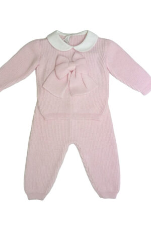 Completino 2pz neonata in lana rosa Baby Lord