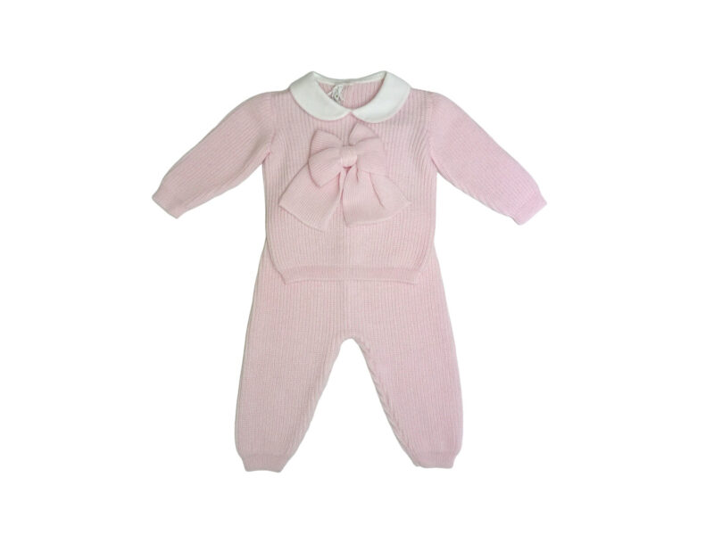 Completino 2pz neonata in lana rosa Baby Lord