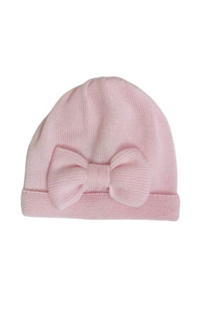 Cappellino in lana con fiocco rosa Baby Lord.